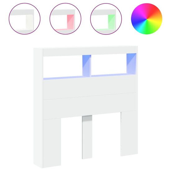Hoofdbordkast Met Led-Verlichting 100 x 17 x 102 cm Wit