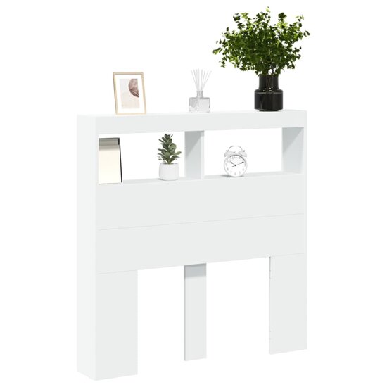 Hoofdbordkast Met Led-Verlichting 100 x 17 x 102 cm Wit