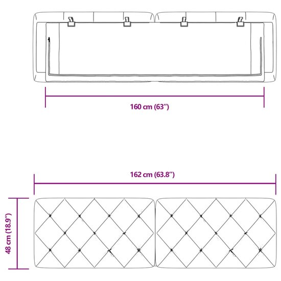 Hoofdbordkussen Fluweel 160 cm Zwart