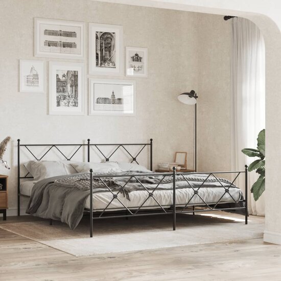 Hoofdbord Metaal 180 cm Zwart