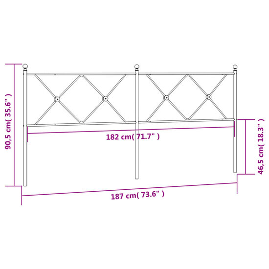Hoofdbord Metaal 180 cm Zwart
