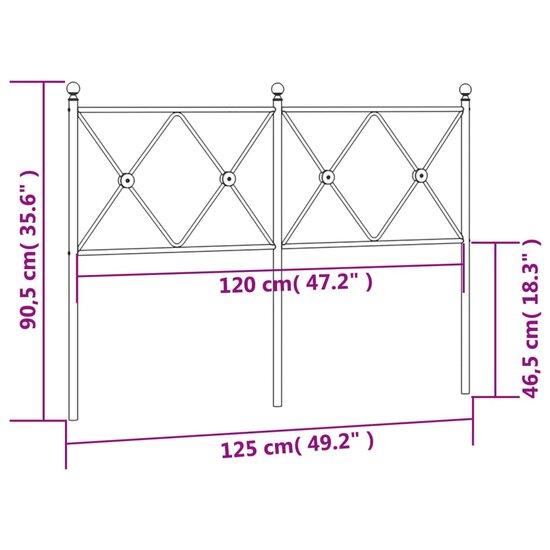 Hoofdbord Metaal 120 cm Zwart