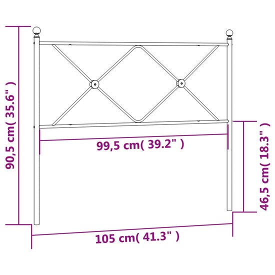 Hoofdbord Metaal 100 cm Zwart