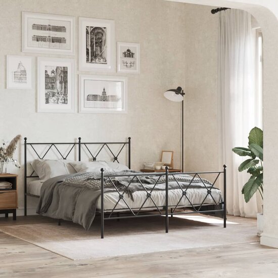 Hoofdbord Metaal 137 cm Zwart