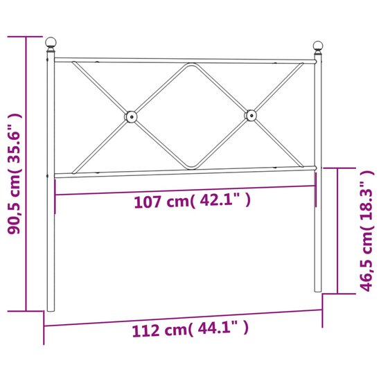Hoofdbord Metaal 107 cm Zwart