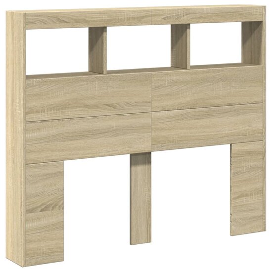 Hoofdbordkast Met Led-Verlichting 120 x 17 x 102 cm Sonoma eiken