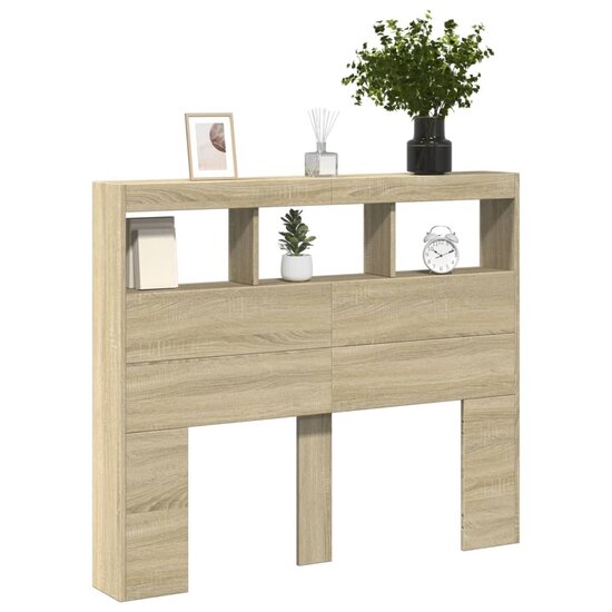 Hoofdbordkast Met Led-Verlichting 120 x 17 x 102 cm Sonoma eiken