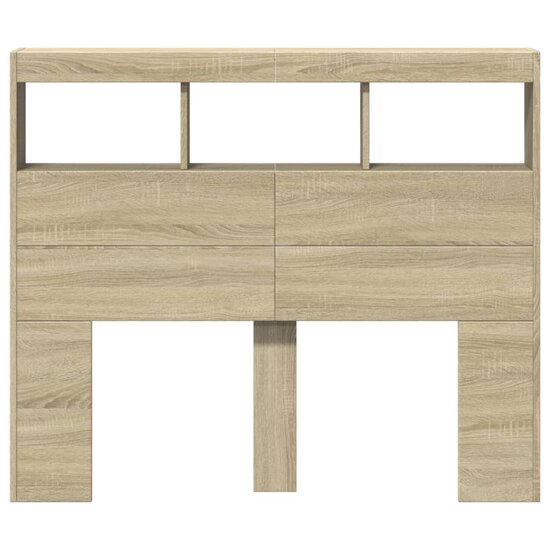 Hoofdbordkast Met Led-Verlichting 120 x 17 x 102 cm Sonoma eiken