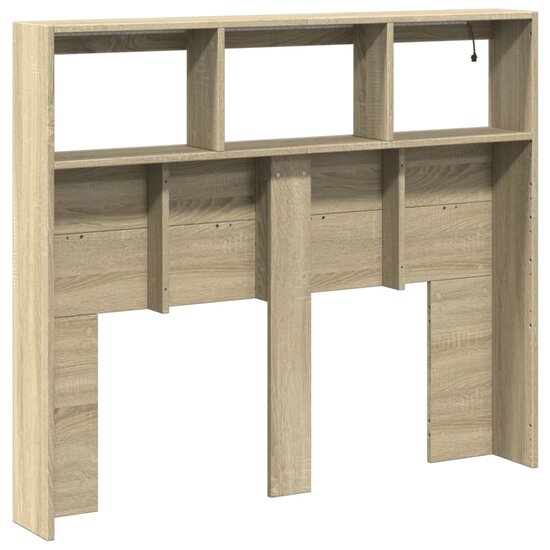 Hoofdbordkast Met Led-Verlichting 120 x 17 x 102 cm Sonoma eiken