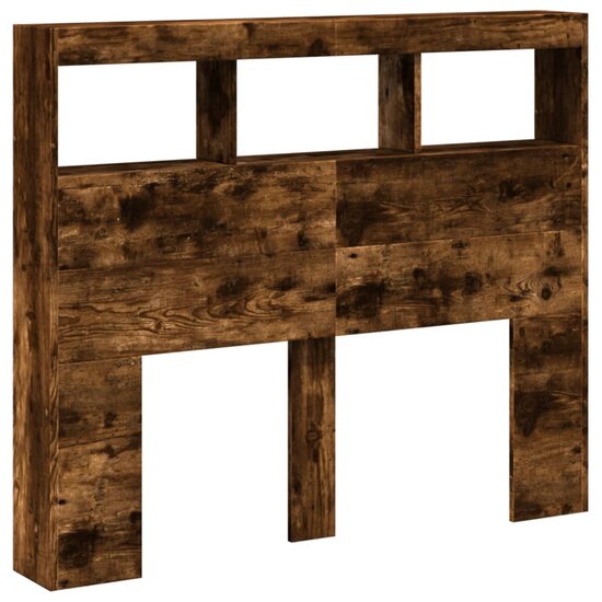 Hoofdbordkast Met Led-Verlichting 120 x 17 x 102 cm Gerookt eiken