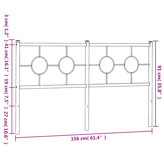 Hoofdbord Metaal 150 cm Wit