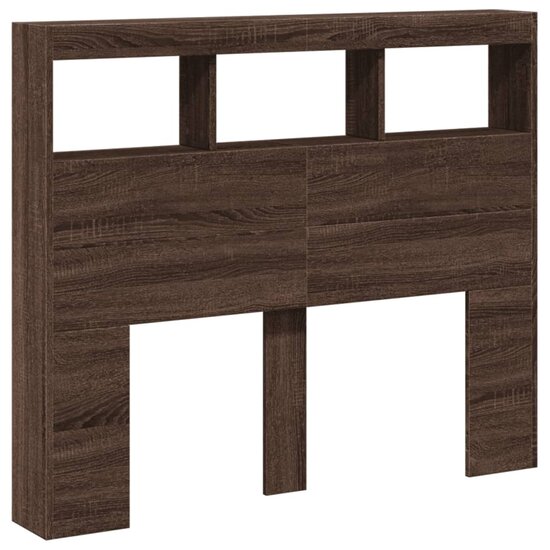 Hoofdbordkast Met Led-Verlichting Bruin Eiken 120 x 17 x 102 cm bruin eikenkleur