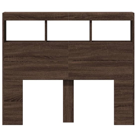 Hoofdbordkast Met Led-Verlichting Bruin Eiken 120 x 17 x 102 cm bruin eikenkleur