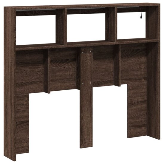 Hoofdbordkast Met Led-Verlichting Bruin Eiken 120 x 17 x 102 cm bruin eikenkleur