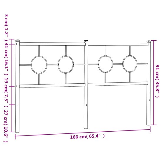 Hoofdbord Metaal 160 cm Wit