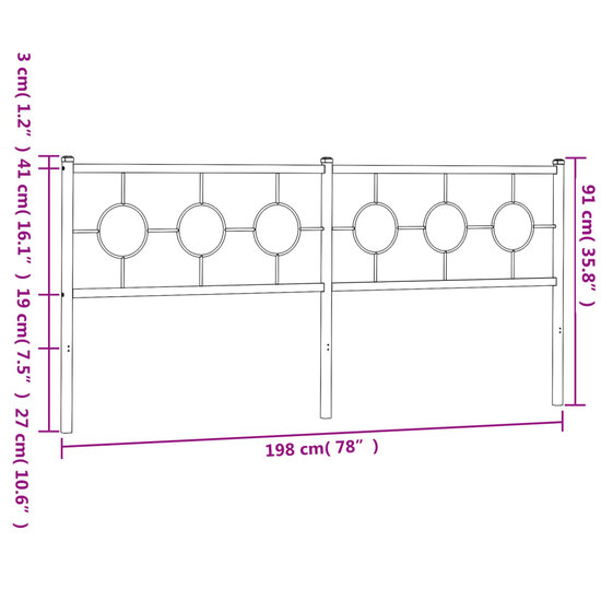 Hoofdbord Metaal 193 cm Wit