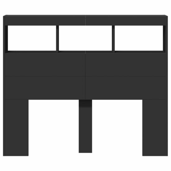 Hoofdbordkast met LED-verlichting 120x17x102 cm zwart