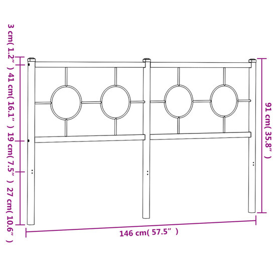 Hoofdbord 140 cm metaal wit