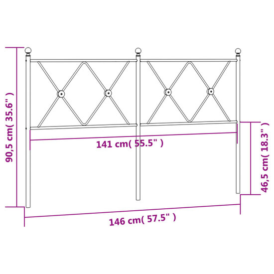 Hoofdbord 140 cm metaal zwart