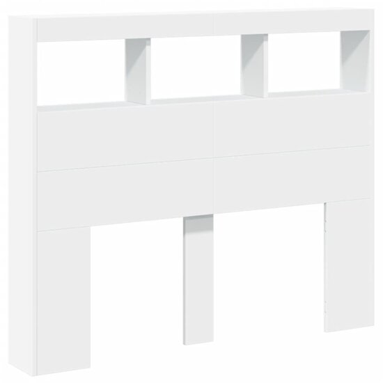 Hoofdbordkast Met Led-Verlichting 120 x 17 x 102 cm Wit