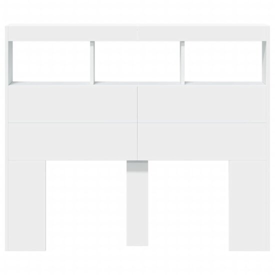Hoofdbordkast Met Led-Verlichting 120 x 17 x 102 cm Wit