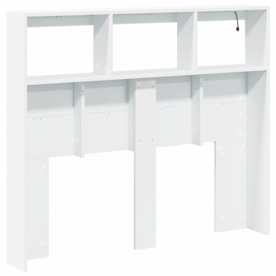 Hoofdbordkast Met Led-Verlichting 120 x 17 x 102 cm Wit