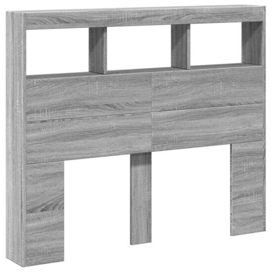 Hoofdbordkast Met Led-Verlichting 120 x 17 x 102 cm Grijs sonoma