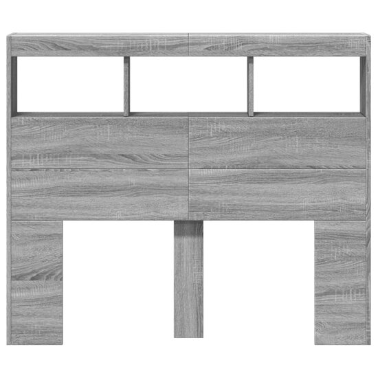 Hoofdbordkast Met Led-Verlichting 120 x 17 x 102 cm Grijs sonoma