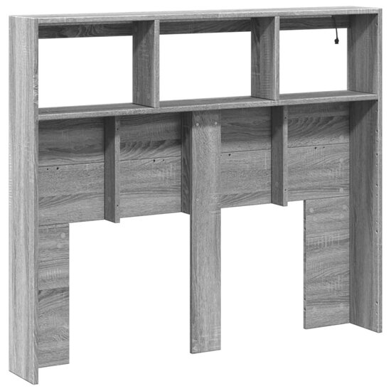 Hoofdbordkast Met Led-Verlichting 120 x 17 x 102 cm Grijs sonoma