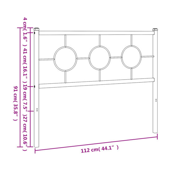 Hoofdbord Metaal 107 cm Wit