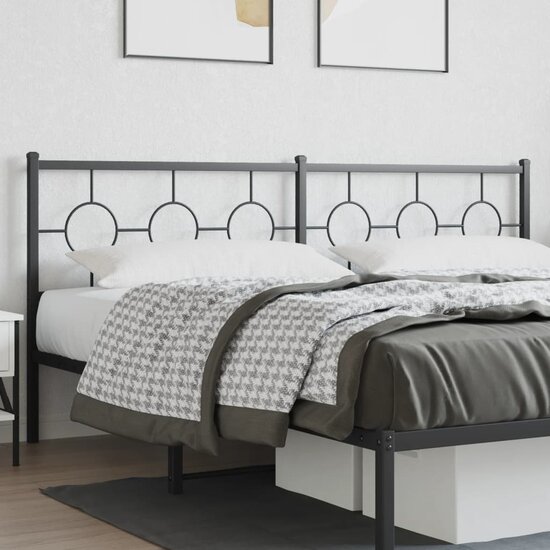 Hoofdbord Metaal 193 cm Zwart