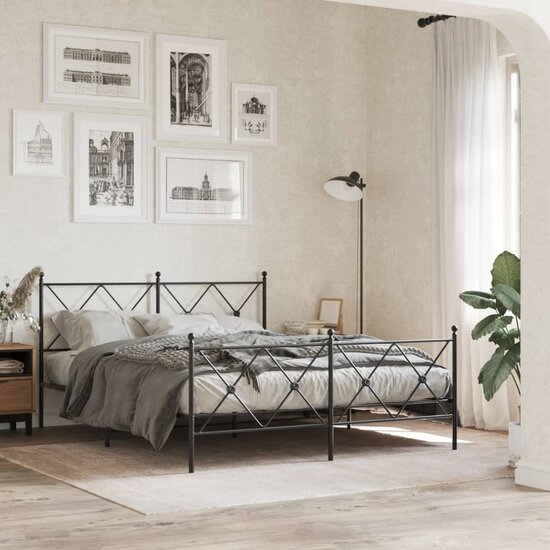 Hoofdbord Metaal 150 cm Zwart