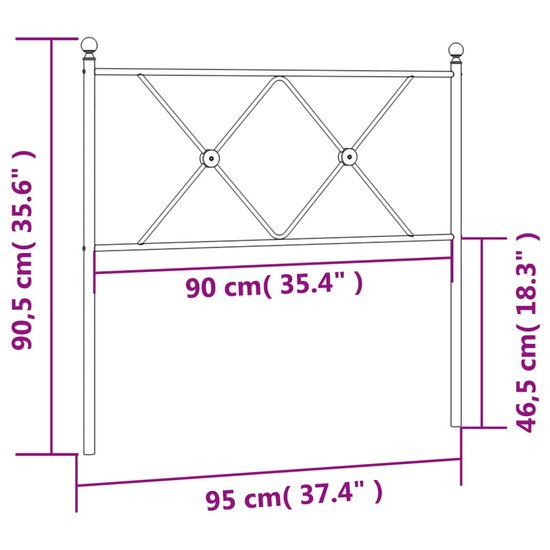Hoofdbord Metaal 90 cm Zwart