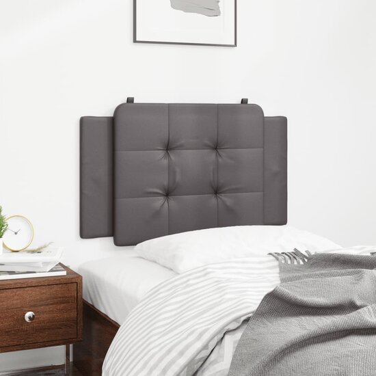 Hoofdbordkussen Kunstleer Grijs 90 cm Groen