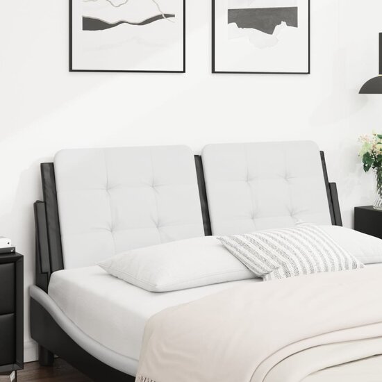 Hoofdbordkussen Kunstleer 140 cm Wit en zwart