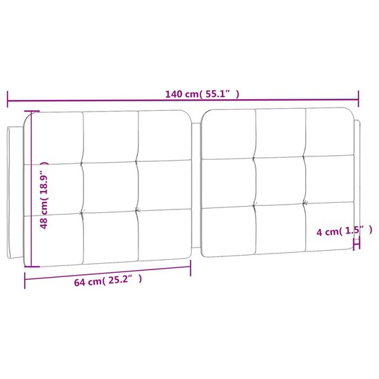 Hoofdbordkussen Kunstleer 140 cm Wit en zwart