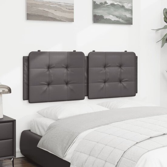 Hoofdbordkussen Kunstleer Grijs 120 cm Groen