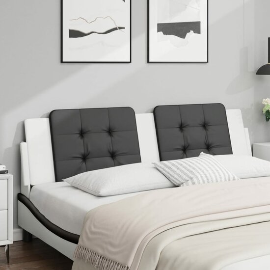 Hoofdbordkussen Kunstleer 180 cm Zwart en wit