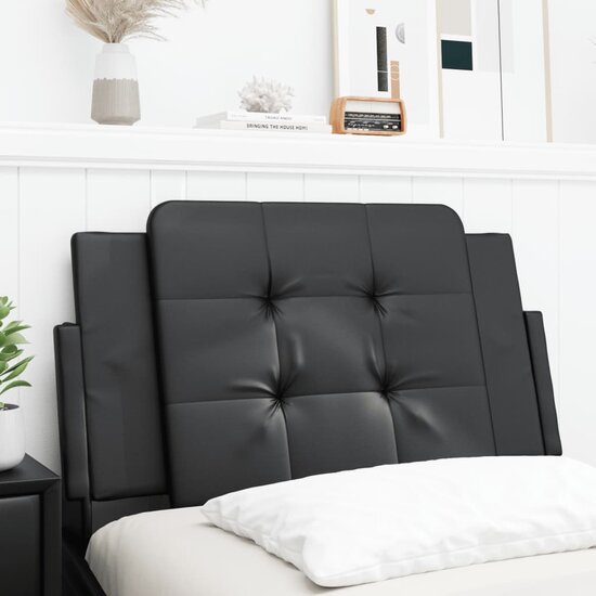 Hoofdbordkussen Kunstleer 90 cm Zwart