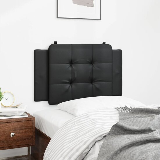 Hoofdbordkussen Kunstleer 90 cm Zwart