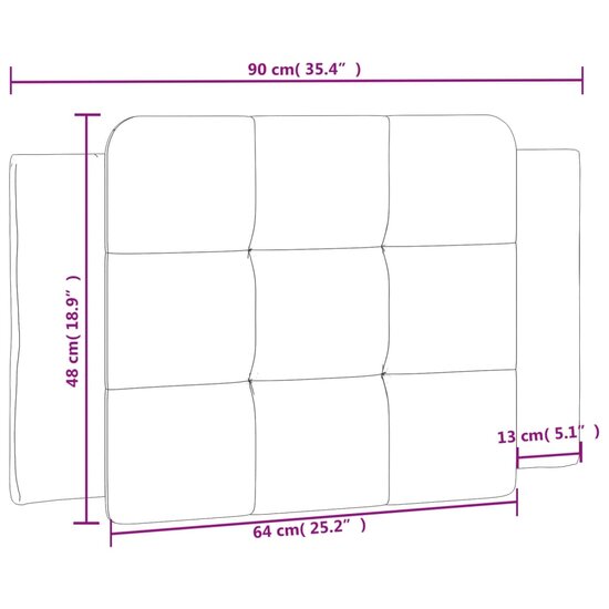 Hoofdbordkussen Kunstleer 90 cm Zwart