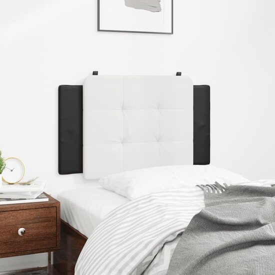 Hoofdbordkussen Kunstleer 90 cm Wit en zwart