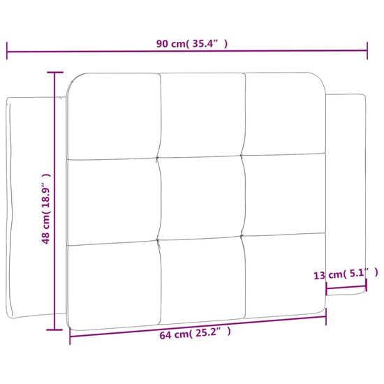 Hoofdbordkussen Kunstleer 90 cm Wit en zwart