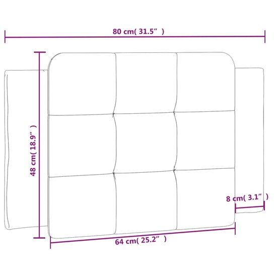 Hoofdbordkussen Kunstleer 80 cm Wit en zwart