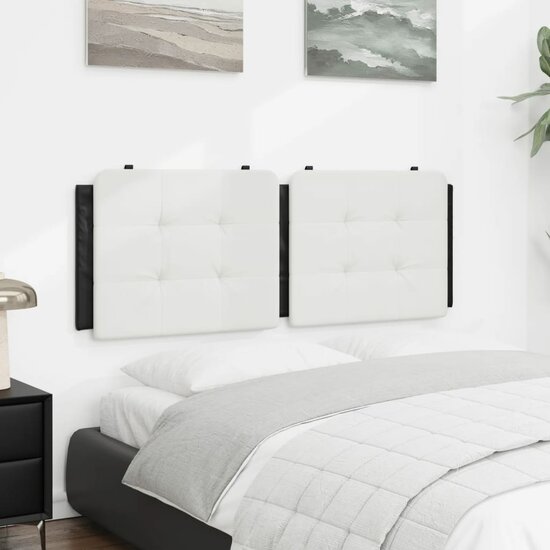 Hoofdbordkussen Kunstleer 120 cm Wit en zwart