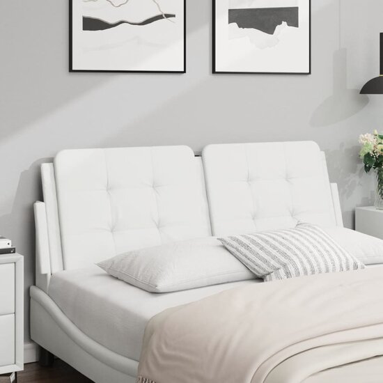 Hoofdbordkussen Kunstleer 140 cm Wit