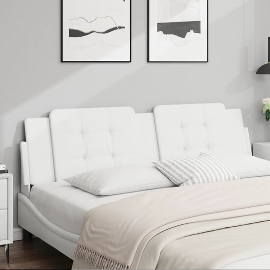 Hoofdbordkussen Kunstleer 180 cm Wit