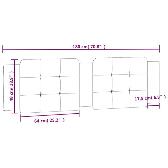 Hoofdbordkussen Kunstleer 180 cm Wit