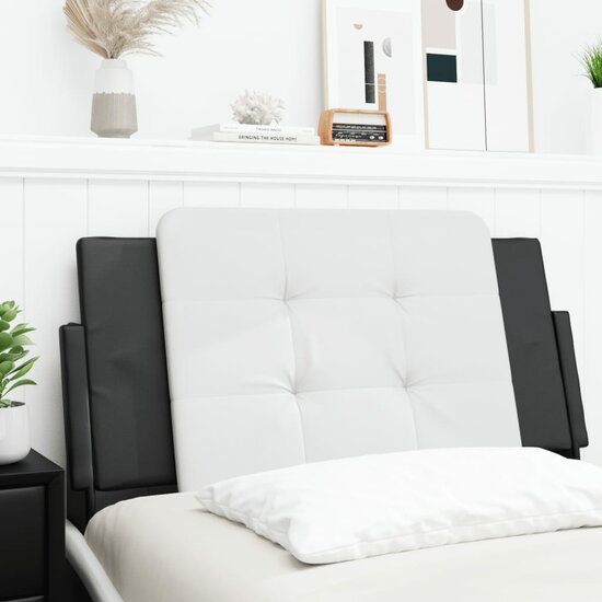Hoofdbordkussen Kunstleer 100 cm Wit en zwart