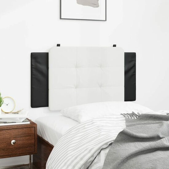 Hoofdbordkussen Kunstleer 100 cm Wit en zwart
